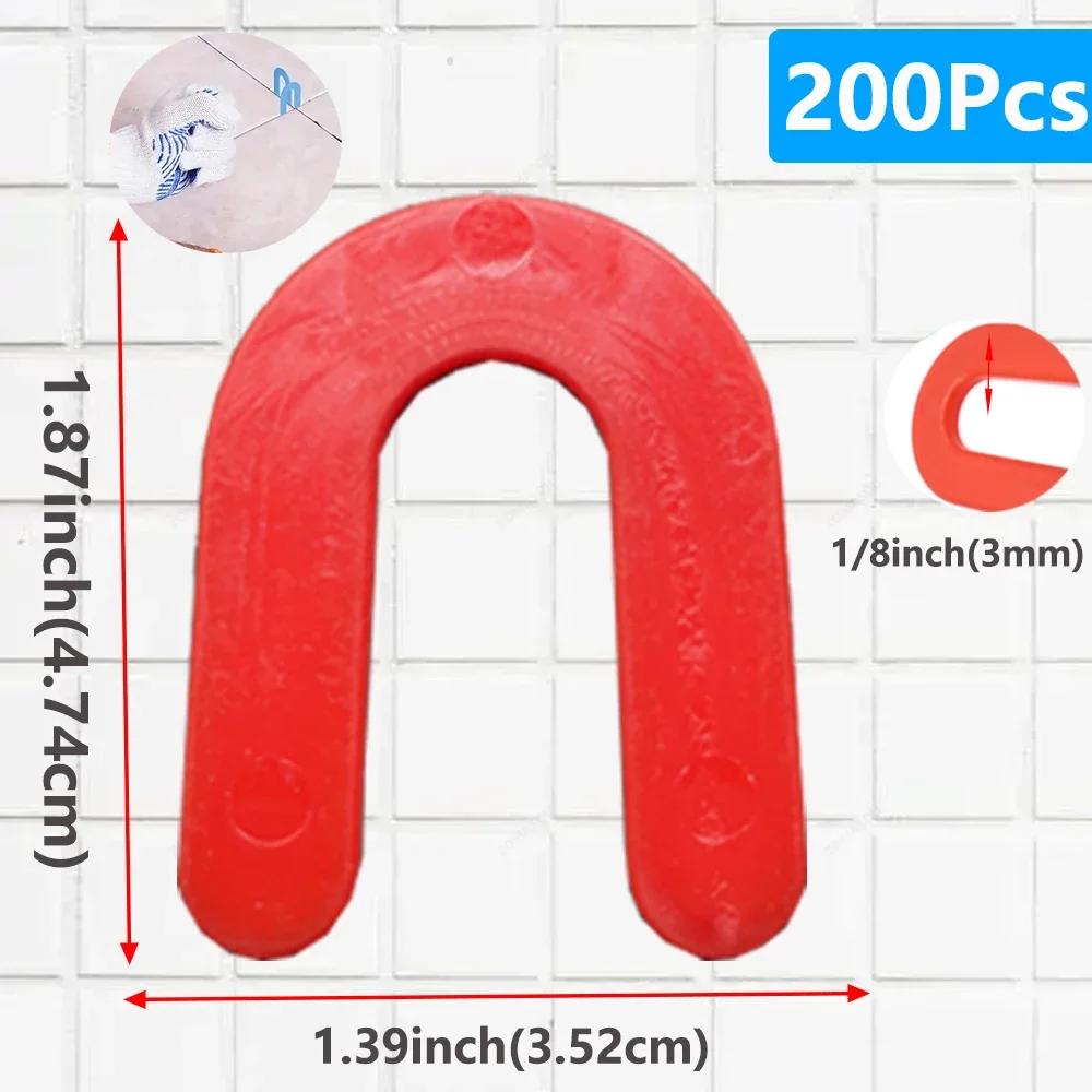100/200Pcs Reusable U-Shape Ceramic Spacers Tile Clips Leveling System Wedge for Floor Wall Tile Gap Fixing Construction Tools