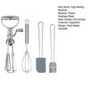 Egg Beater Set Manual Rotary Mixer with Silicone Brush Spatula Double-head Hand Push Whisk Stainless Steel Kitchen Tool for Baking Cooking