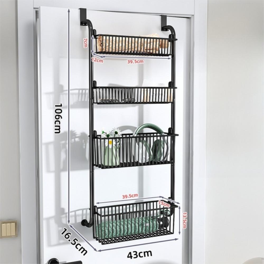 4 Layers Over Door Storage Rack Hanging Storage Basket New Rear Door Hook Shelf  Wardrobe Storage
