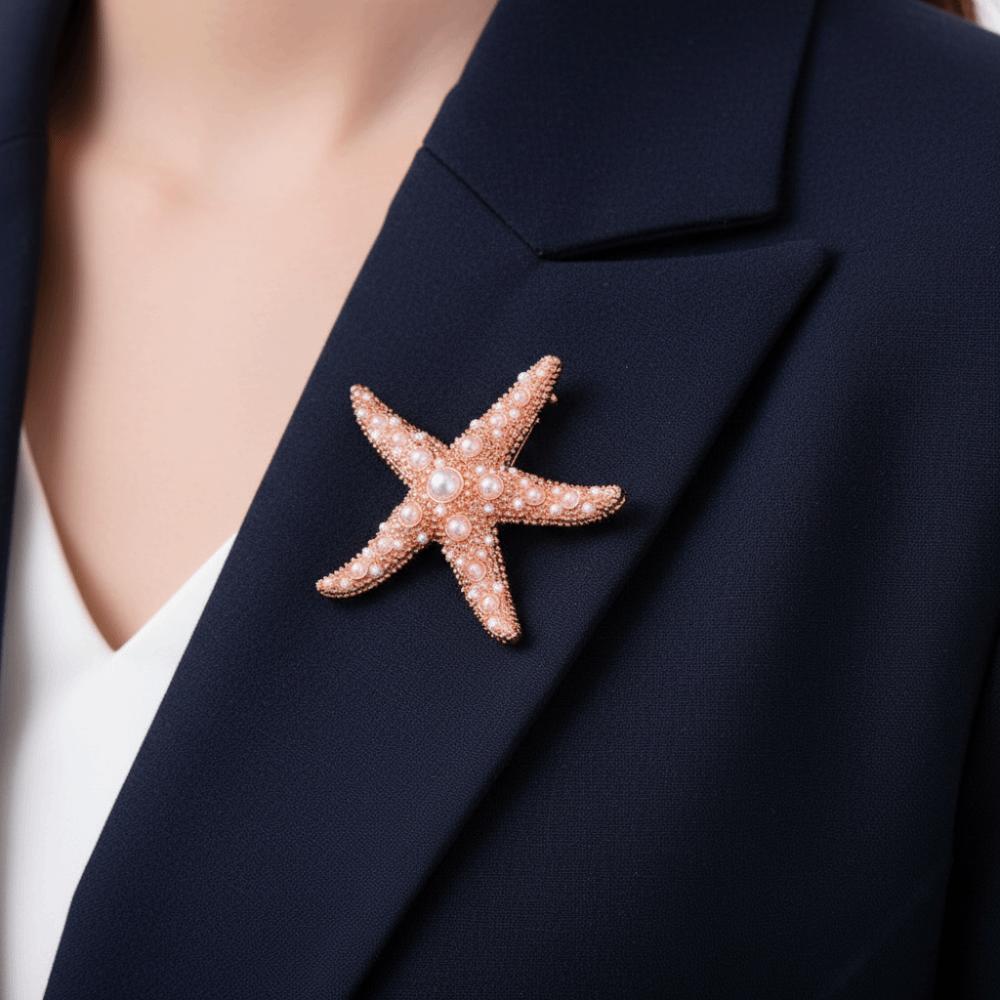 Pearl Starfish Starfish Star Metal Pin Jewelry Gift Chest Flower Pin Retro Starfish Brooch Women