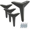 Set of 4 Furniture Legs Star, Black Matte, Height 15 Cm