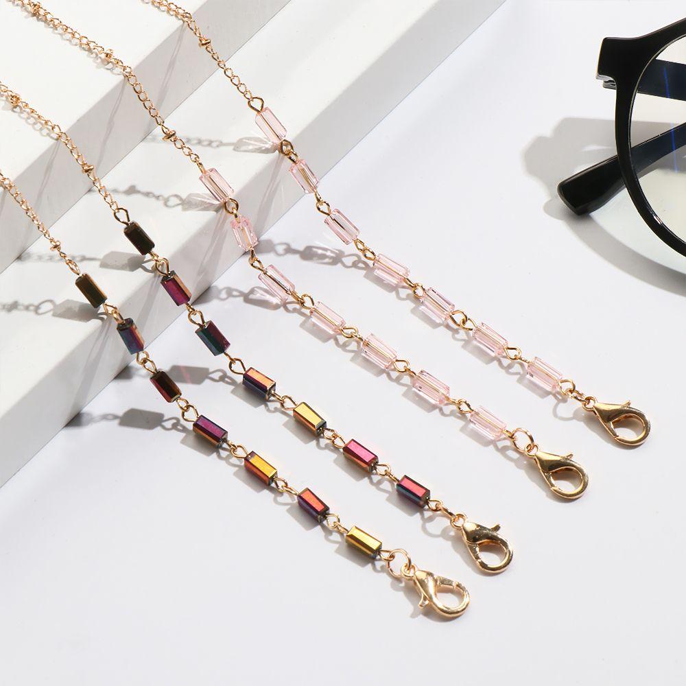 

Женщины Мужчины Металлическое Ожерелье Очки Цепи Кристалл Бисера Цепи Маска Ремешки Держатель Очков