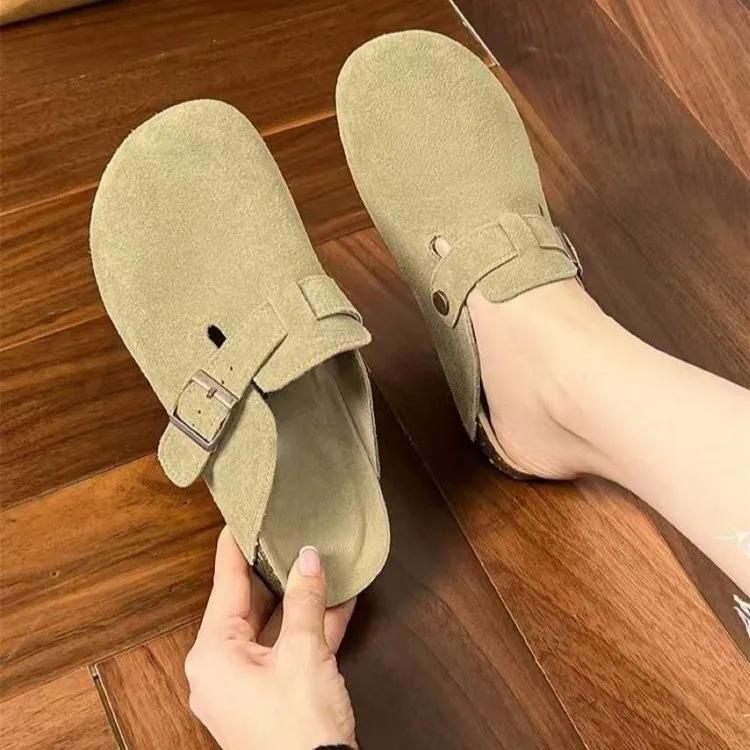 

Модная женская обувь Женские закрытые тапочки из коровьей замши Сабо женские сандалии Ретро мода Садовые сандалии Mule Clog Slide Новые 43