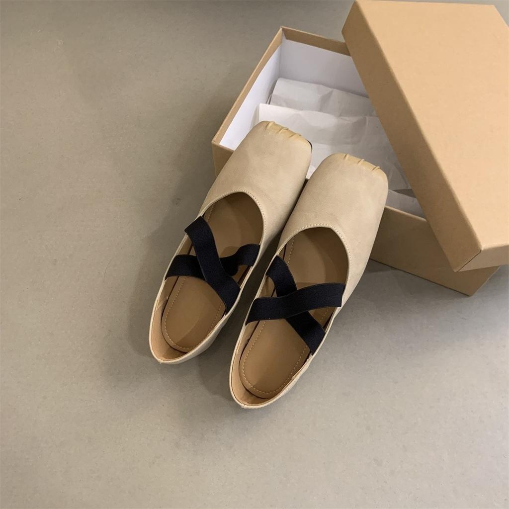 Square head shallow mouth single shoes female spring and autumn 2025 new French retro gentle fairy ballet flat Mary Jane shoes