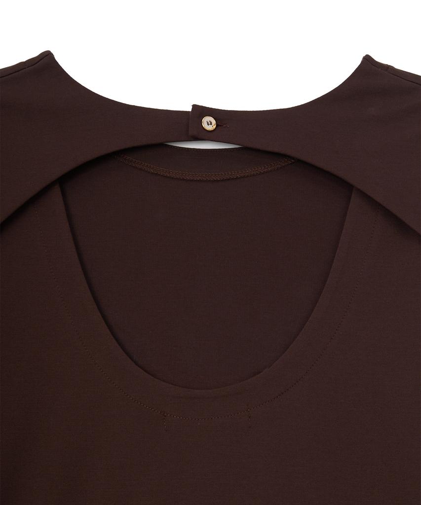 Salon De Yon Back Point Belted Mini Dress_ Brown