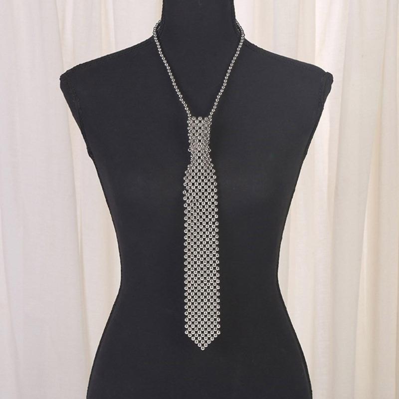 Girls Shirt Pearl Necktie Female Easily Wear Social Gatherings Detachable Pearl Collar Removable Ties Costume Jewellery