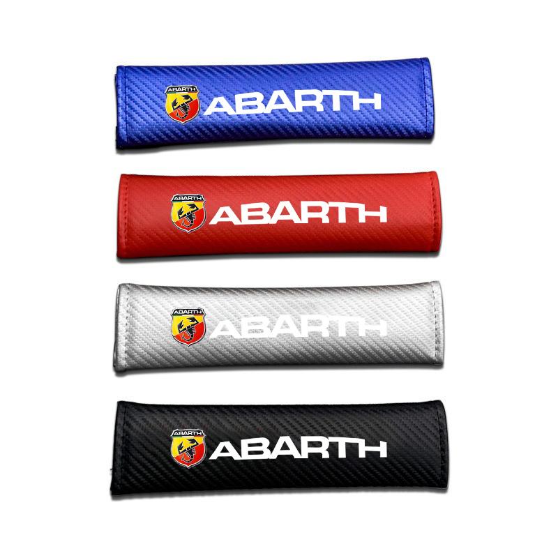 2pcs Carbon fiber Car Interior Seat Belt Safety Belt Shoulder Protector Cover For Fiat Abarth 595 Abarth 500 Abarth 124 Spider