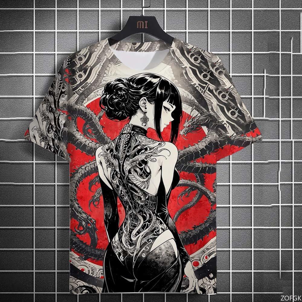 Tattoo Girl Pattern Men's T-Shirt Cartoon 3d Printed Oversized Sweatshirt For Men Bad Girl Harajuku Top Short Sleeve T Shirts