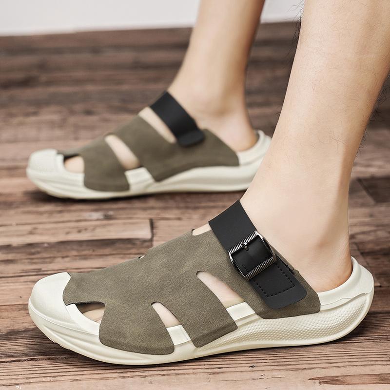 Men's Shoes Male Summer Sandals Comfy Indoor Garden Clogs Wrapped Toe Closed Toe Non-Slip Slippers with Arch Support  Trend