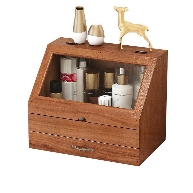 

Шкаф-витрина для хранения косметики и лосьонов из цельного дерева в стиле ретро с защитой от пыли и откидной крышкой solid wood cabinet прозрачный