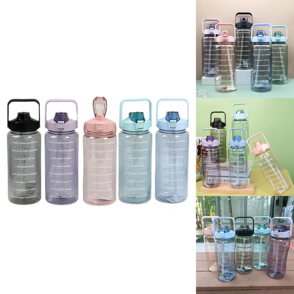 Elegant And Simple 2l Pc Material Water Bottle With Straw Perfect For Hydration On-the-go