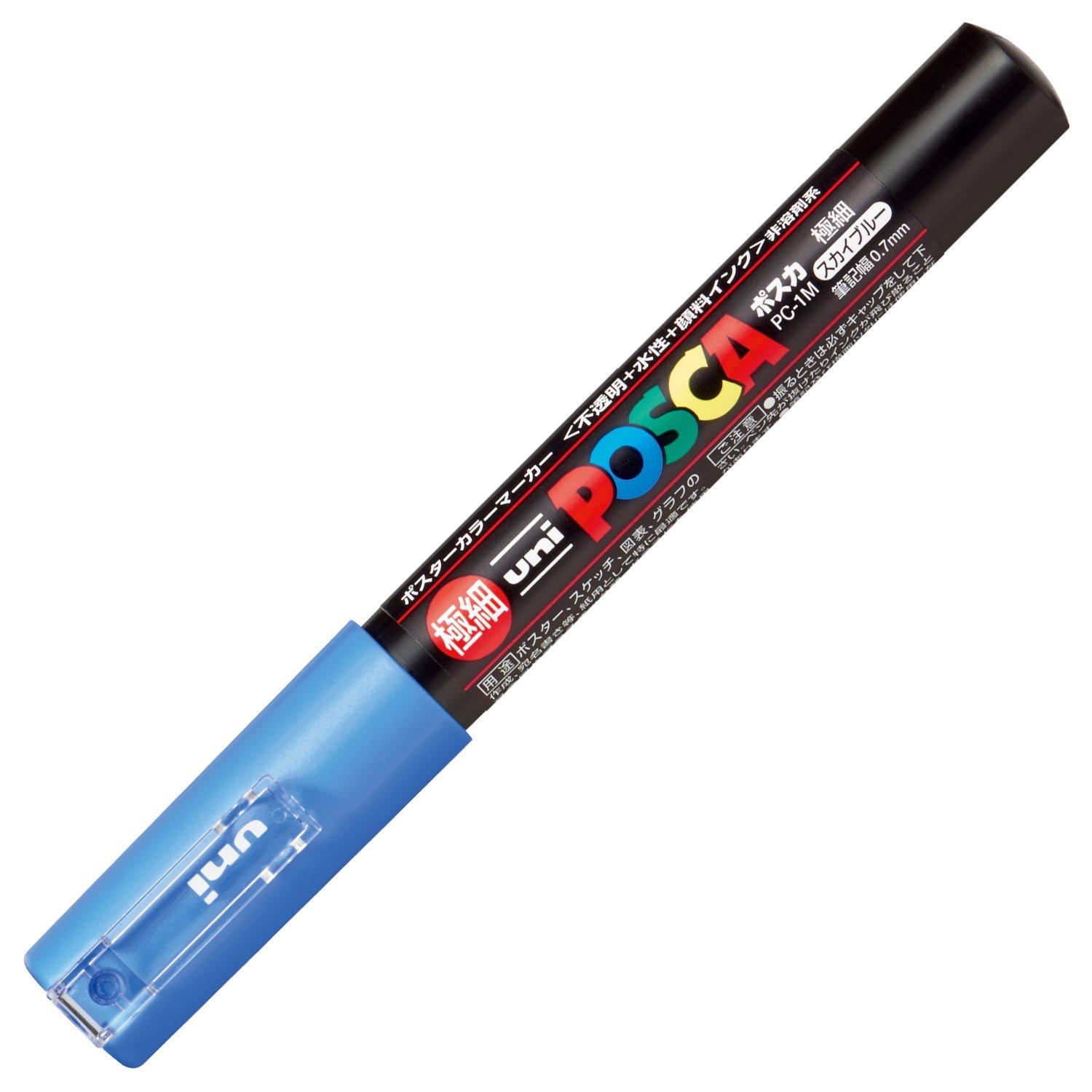 Mitsubishi Pencil Uni Posca Маркер Extra Fine Небесно-голубой Упаковка 10 шт. Водорастворимые маркеры, Наконечник, Синий, PC1M.48,