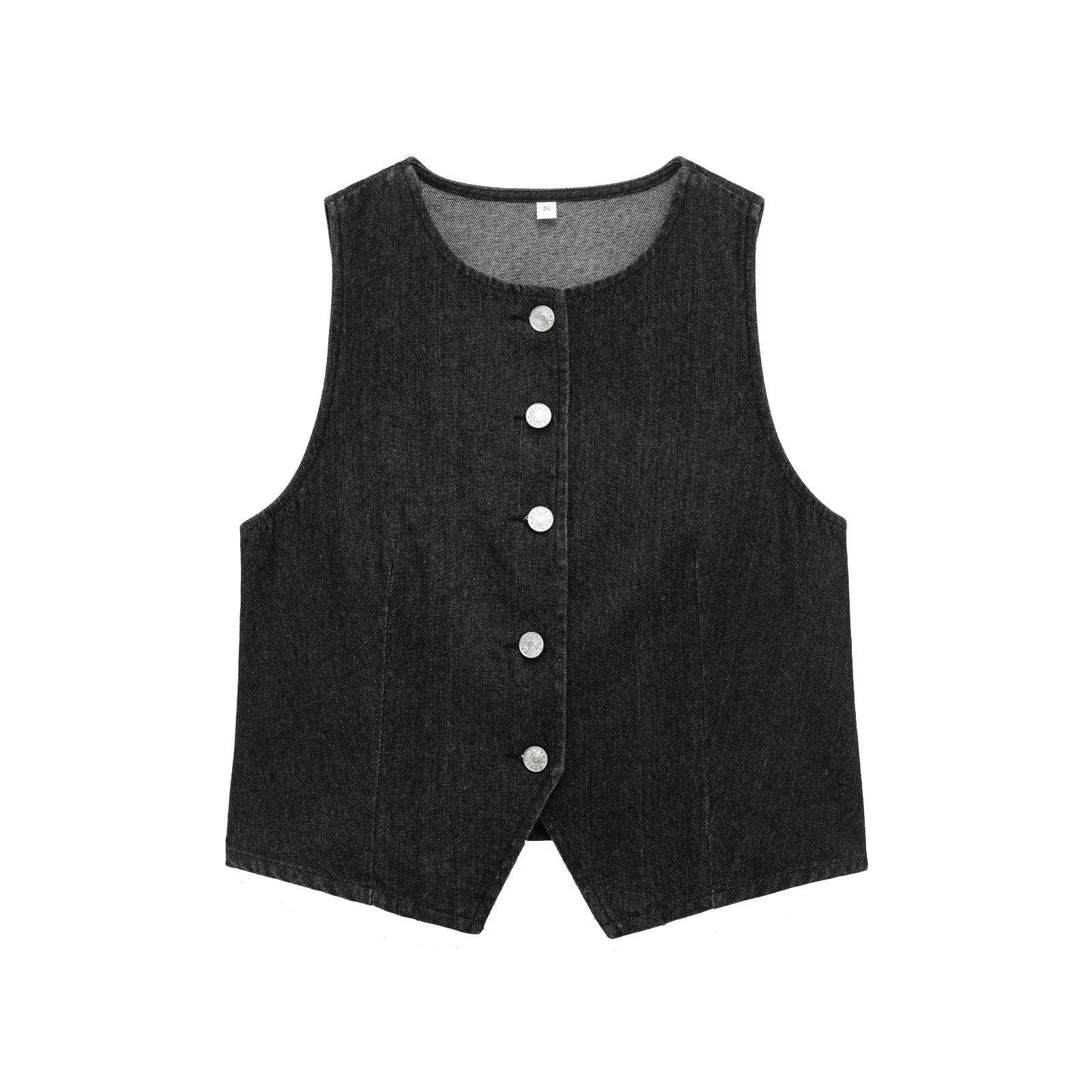 

2025 Весенний женский комплект в европейском и американском стиле, повседневный, без рукавов, жилет и юбка Extra Small