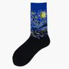 European & American Creative Oil Painting Mid-Calf Socks: Trendy Autumn/Winter High-Tube Cotton Socks