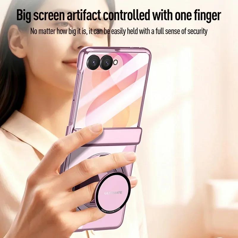Transparent Magnetic Rebound Bracelet Phone Case, Suitable for Samsung Galaxy Z Flip8, Protects The Glass Screen Hinge