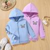 Girls' Hooded Butterfly Sweatshirt – Spring/Autumn Zip-Up for Toddlers, European/American Style Cotton Jacket