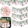 INS Spring Children's Day Double Sided Flowers Floral Paper Banner Hanging Decorations Birthday Party Backdrop Wall Decorations