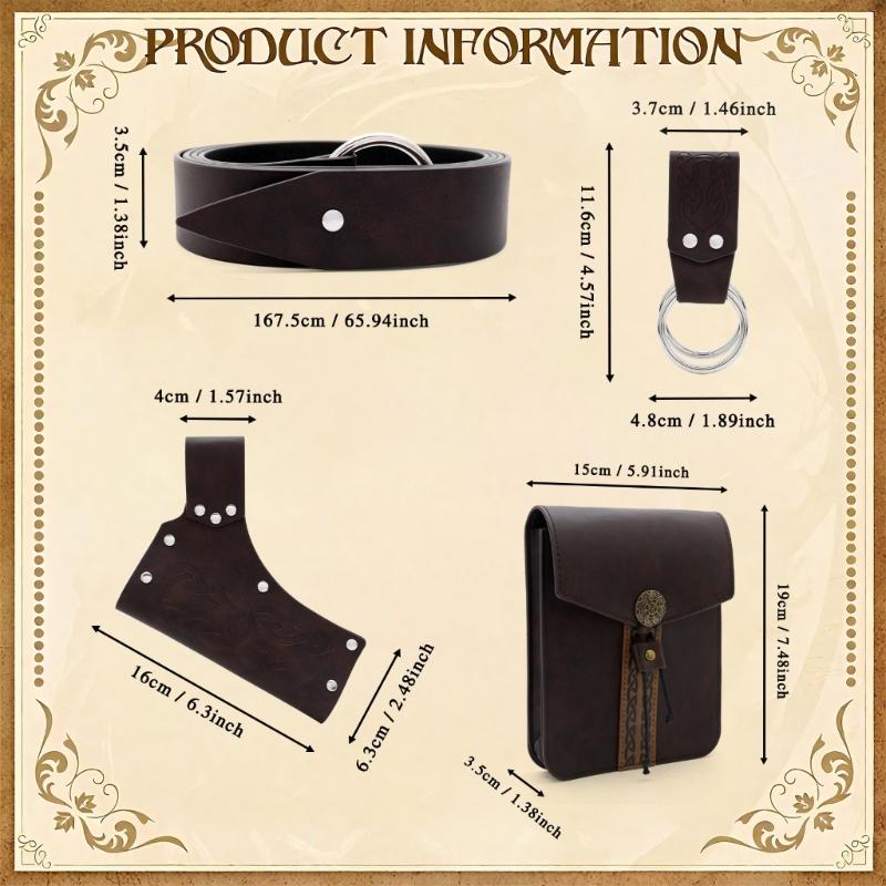 Adjustable Medieval Styles Belt Set Swords Sheath And Multiple Pockets Costume Accessories For Practical Storage Solution