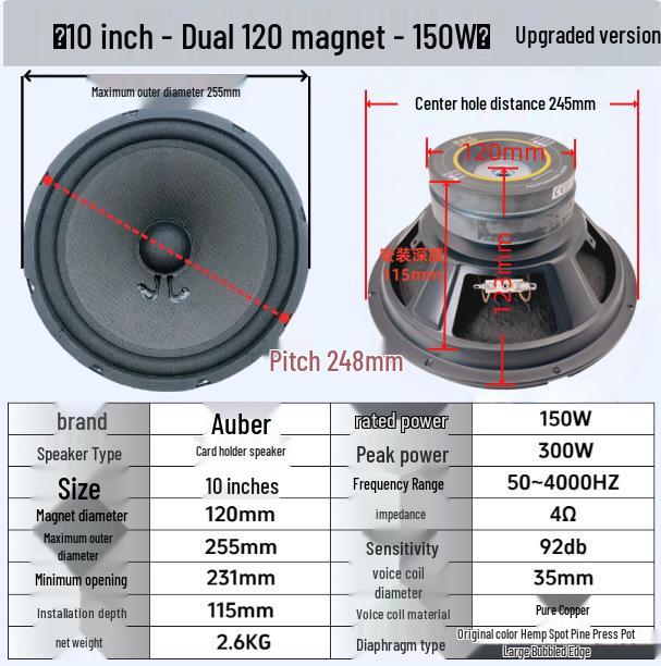 

10-Inch Full-Range Mid-Bass Speaker for High-Power KTV Singing and Listening