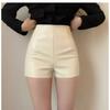 Women's Petite High Waisted Bodycon Super Short Outer Wear PU Leather Shorts Fall Spring Mini Shorts Versatile Slim Fit Hot Pants