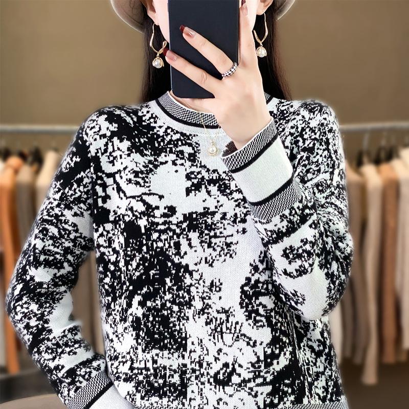 DAFIFY Damenmode, lässig, Herbst/Winter, einfarbig, mit Druck, lange Ärmel, O-Ausschnitt