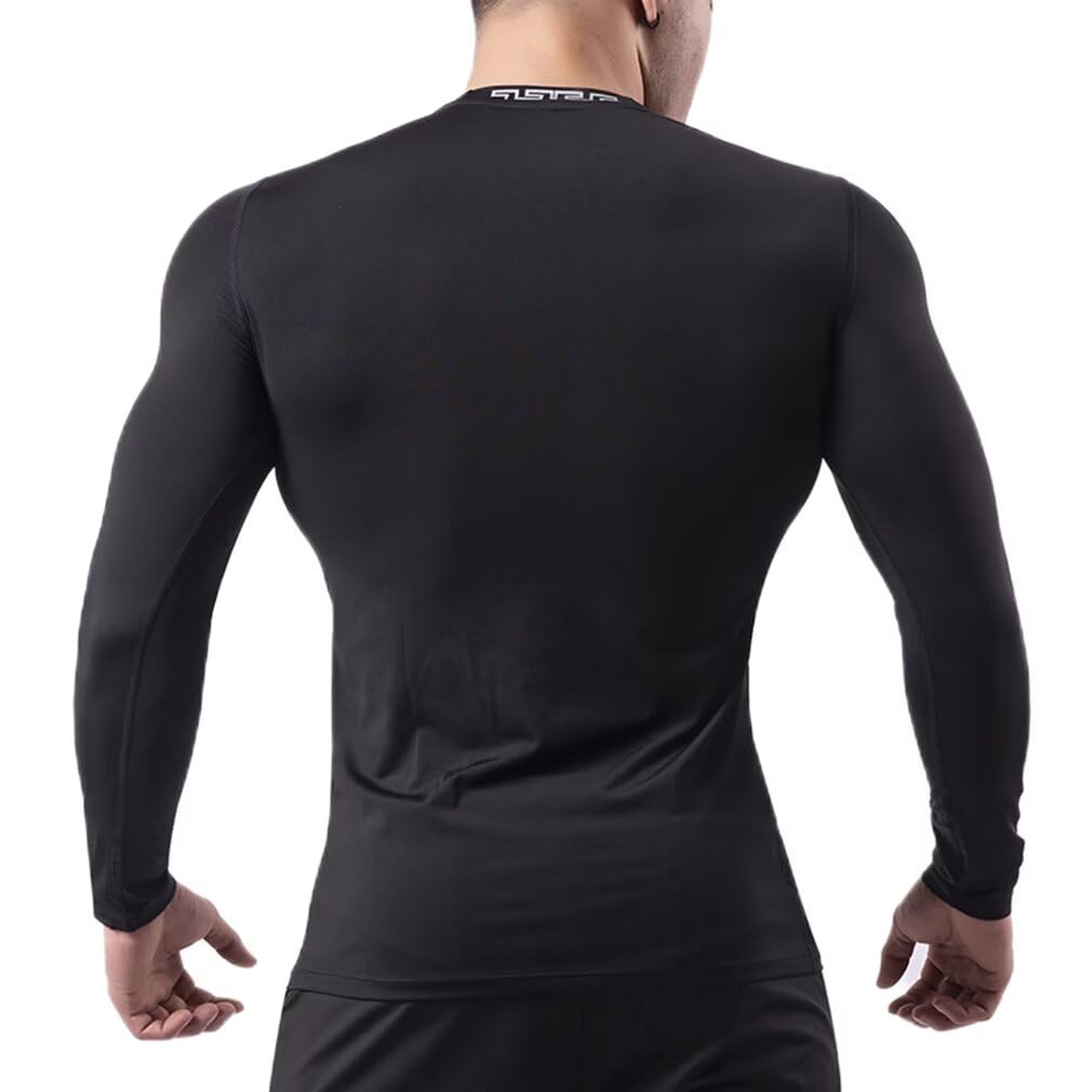 HedingRed Compression Sports Long Sleeve Fitness UV Men's Top, Undershirt, T-Shirt, Undershirt, Breathable, Quick-Drying, Protection, 17810CS-blk-M