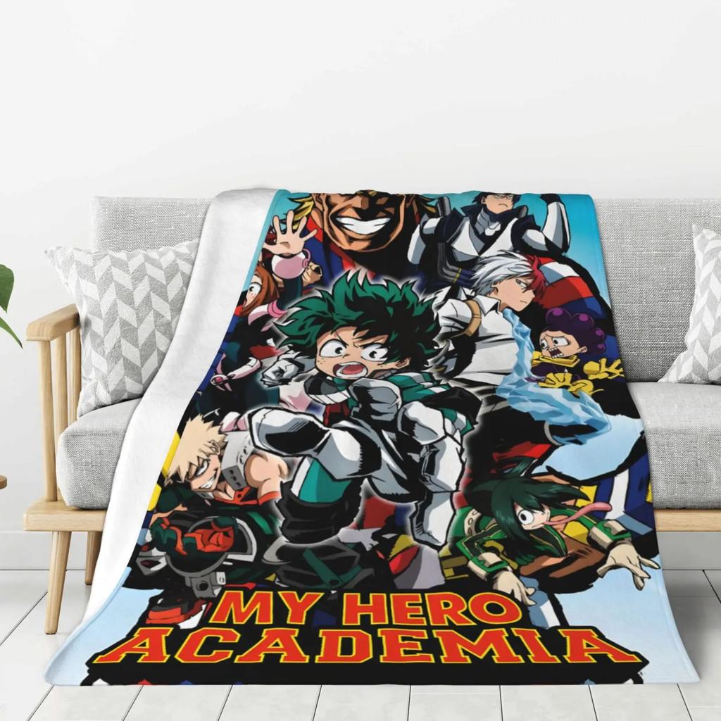 My H-hero Academia Cartoon Printed Blanket Warm Flannel Blankets Soft and Comfortable Blanket Home Travel Blanket Birthday Gift