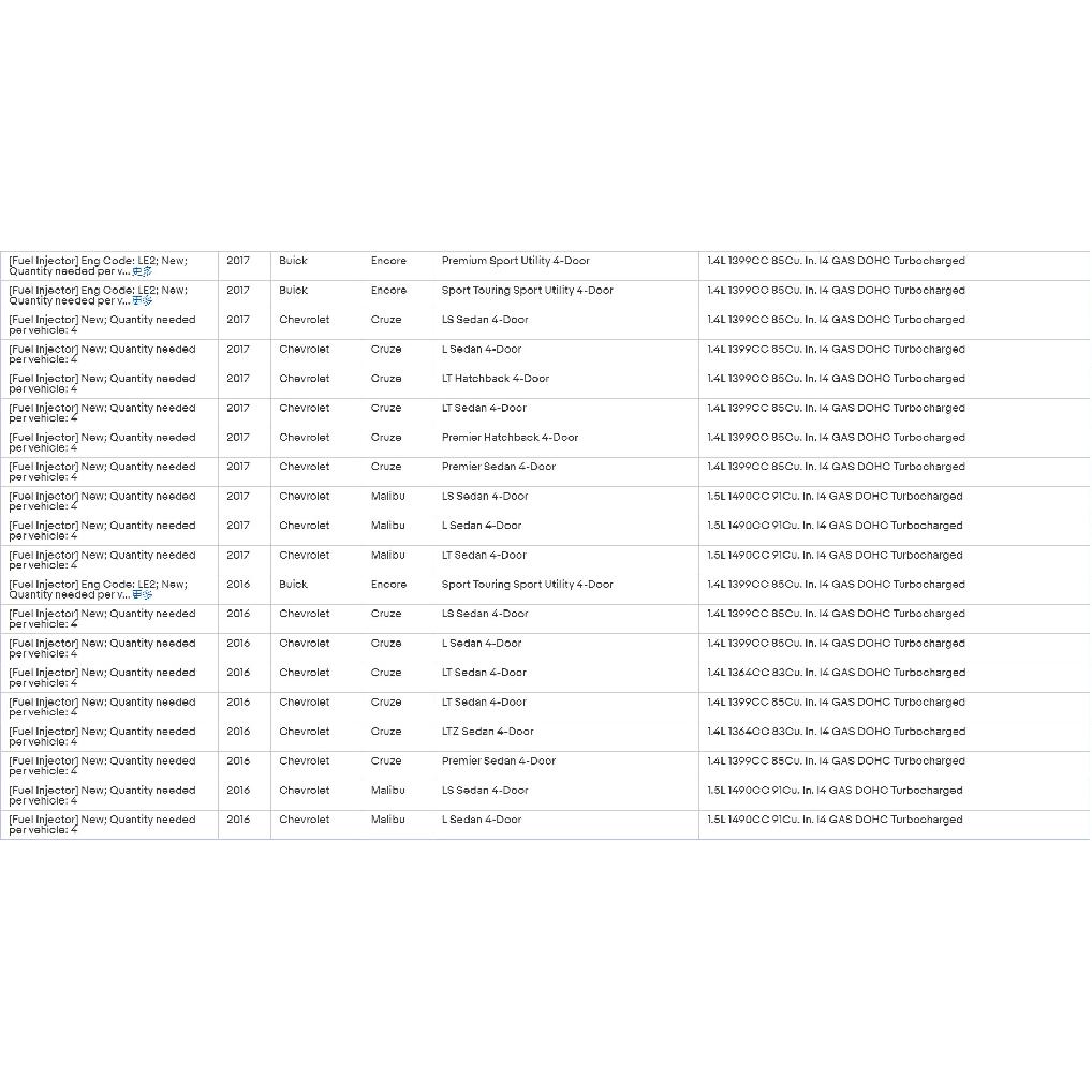 Sady na opravu a repasi vstřikovačů paliva OEM 55577403 Pro Buick Chevrolet GMC Cruze Encore Equinox 16-18(AY-RKG912)