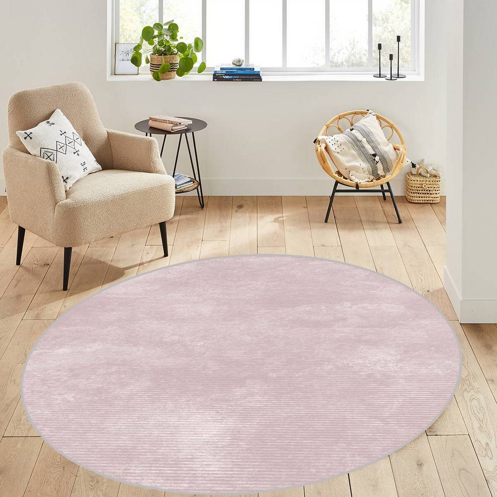 

Eliana Home Моющийся круглый ковер с принтом LNA7095 100x100 розовый