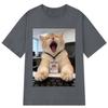 Lustiges Bürokatzen-Meme T-Shirt Herren Damen Mode Lässiges T-Shirt Kurzärmelig Locker Freizeit Baumwoll-T-Shirts Streetwear