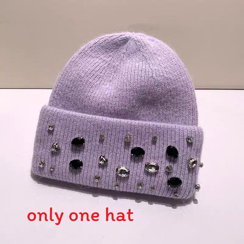 Girls Handcrafted Water Drill Wool Hat With Knit Design For Autumn Winter Kids Fashion