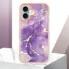For iPhone 16 TPU Case with IMD Marble Pattern Electroplated Back Cover