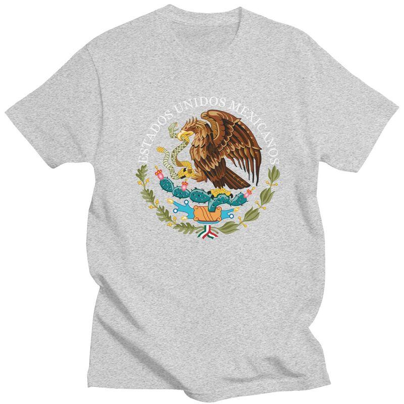 Custom Mens Coat Of Arms Of Mexico T Shirts ShortSleeve Cotton Tshirt Leisure Mexican Flag Seal Tee Loose Fit Clothing