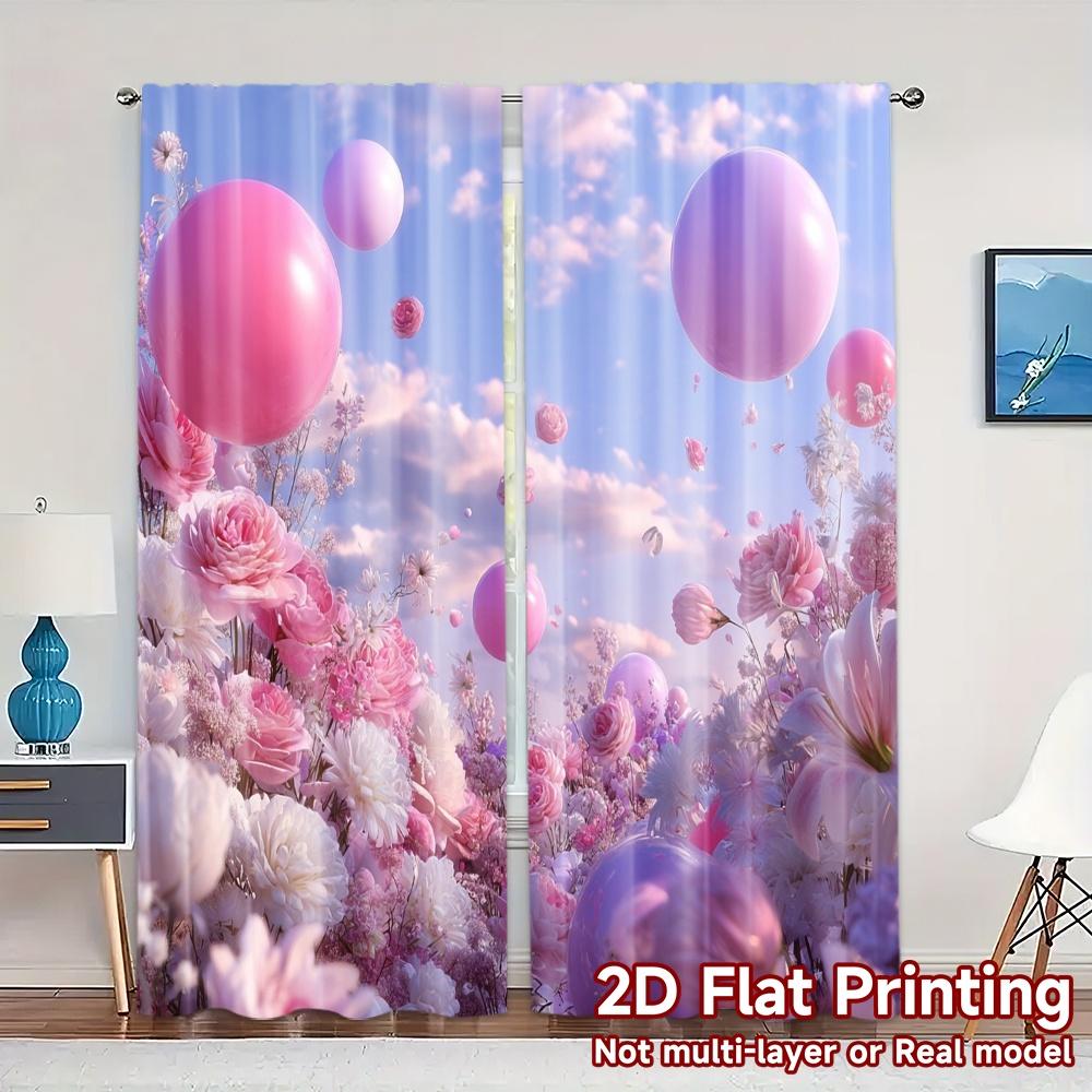 

2pcs 2D FLAT PRINTING Curtains (Without Rod) BlossomDreams Chic Curtain Chic Durable Polyester Curtains Room Decor for Living 100*130 Rod Pocket 1pcs