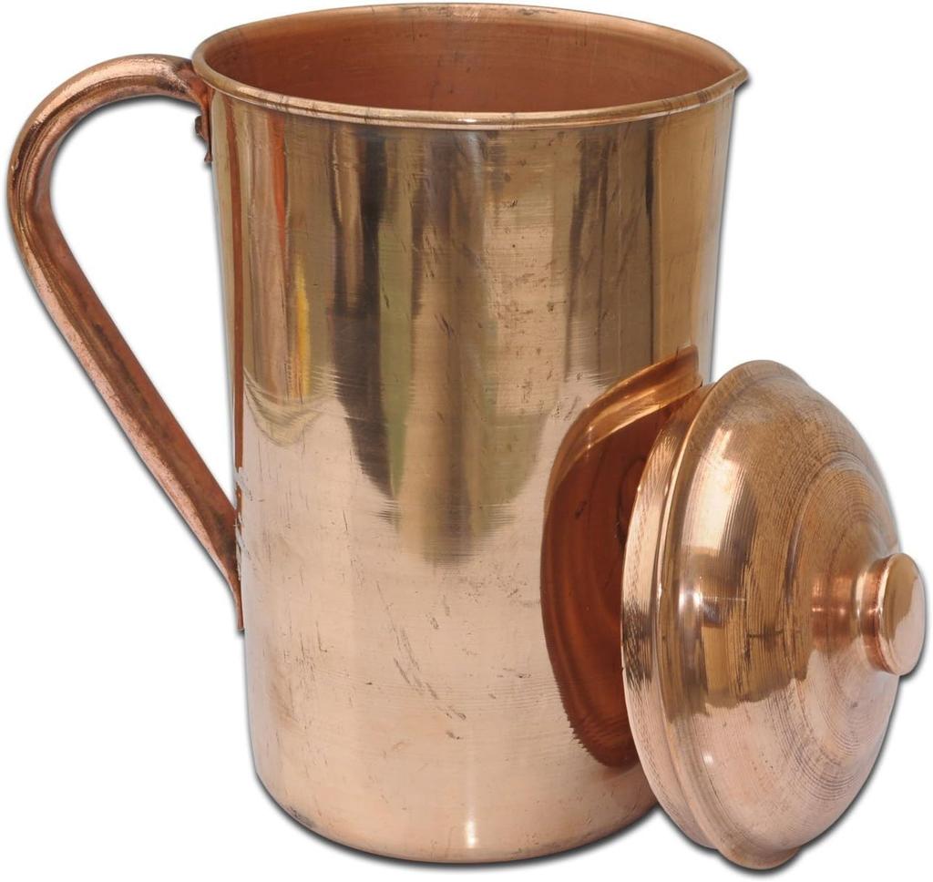 TreegoArt Pure Copper Water Jug Leak Proof Seam Less Smooth Finished Design For Storage Water, Home, Kitchen,Office,Gifts - 2 Liter