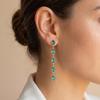 Stainless Steel Multi-Color CZ Linear Drop Earrings 18K Gold Plated Long Dangle Statement Earrings for Women Fashion Jewelry