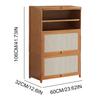 Narrow Entryway Bamboo Shoe Cabinet 7-Tier Free Standing Storage Cubby with 2 Flip Drawers & Door Ventilation Odor-Free Shoe Org