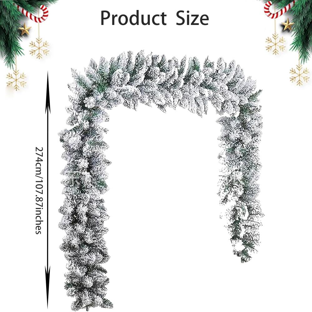 1pc 9-foot snowflake Christmas wreath - suitable for indoor/outdoor holiday decorations, fireplaces, seasonal decorations,