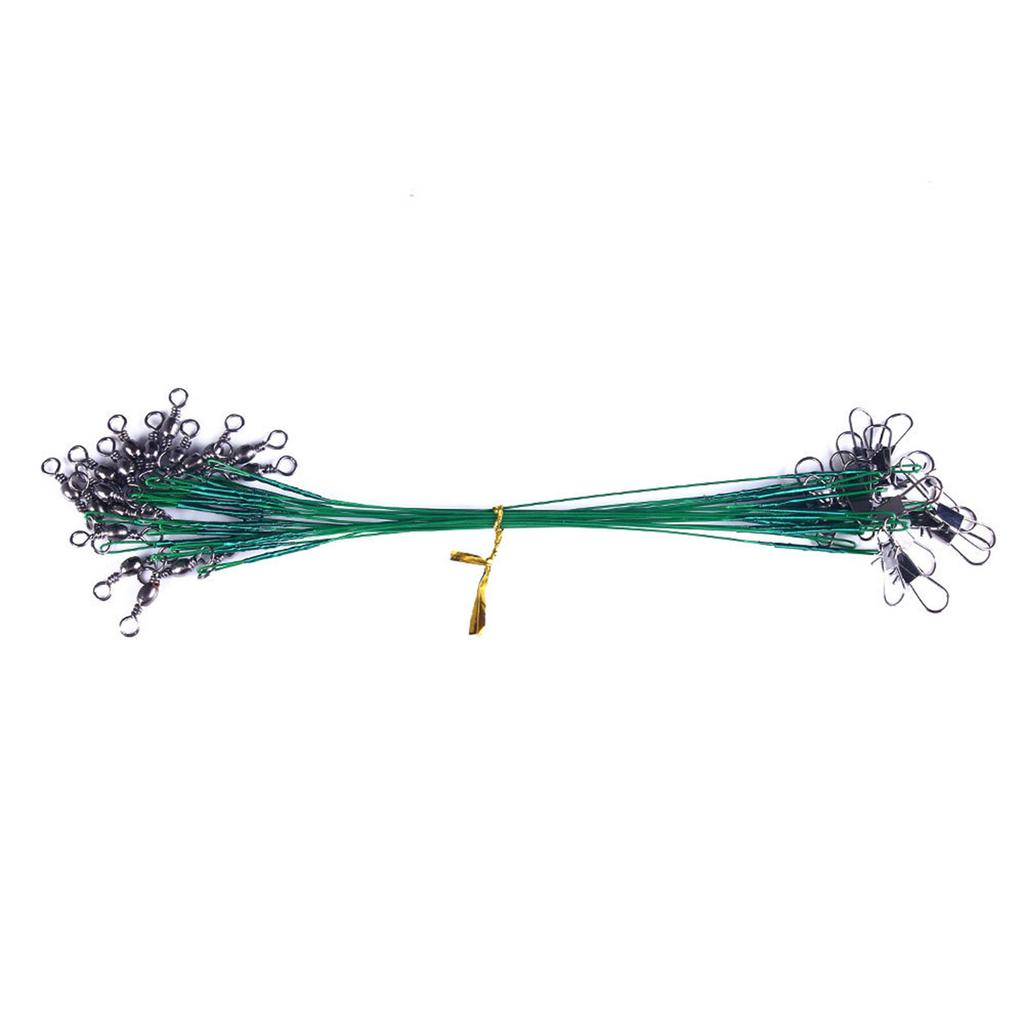 50Pcs 15cm/20cm/25cm High Strength Fishing Wire Leaders Heavy Duty Fishing Stainless Wire Leaders with Swivels and Snaps