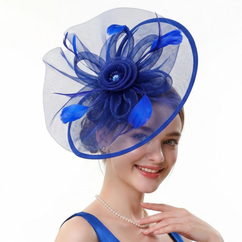 French Feather Fascinator Hat Elegant Tea Party Hat Hair Band Bride Headdress Photography