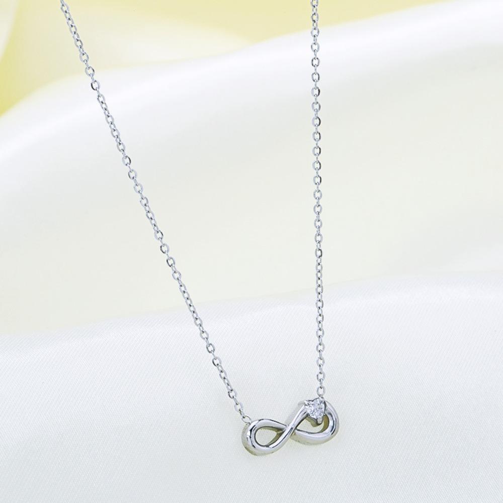 Women Necklace Infinite Loop Titanium Steel Zircon Jewelry Fashion Hypoallergenic No Fade