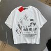 Mens Oversized Streetwear Cotton Tee With Distressed Letter Print Breathable Loose Fit Casual T-Shirt