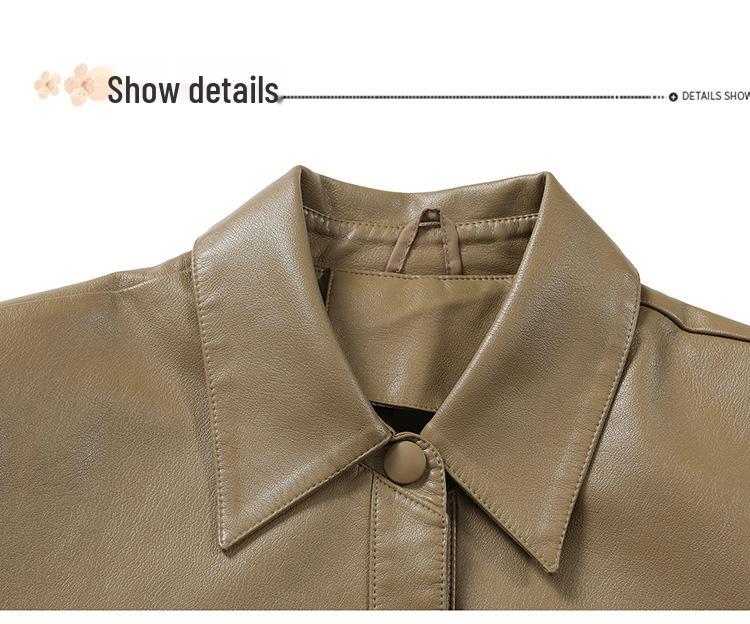 New Spring PU Leather Jacket - Short Style Plus Size Cardigan for Women, Perfect for Middle-Aged Ladies' Fashion In Spring and Autumn