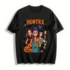Halloween Witch Squad Graphic Tee Women Huntrx Spooky Cat Pumpkin Bat Print Casual Short Sleeve Top Pure Cotton T-shirt