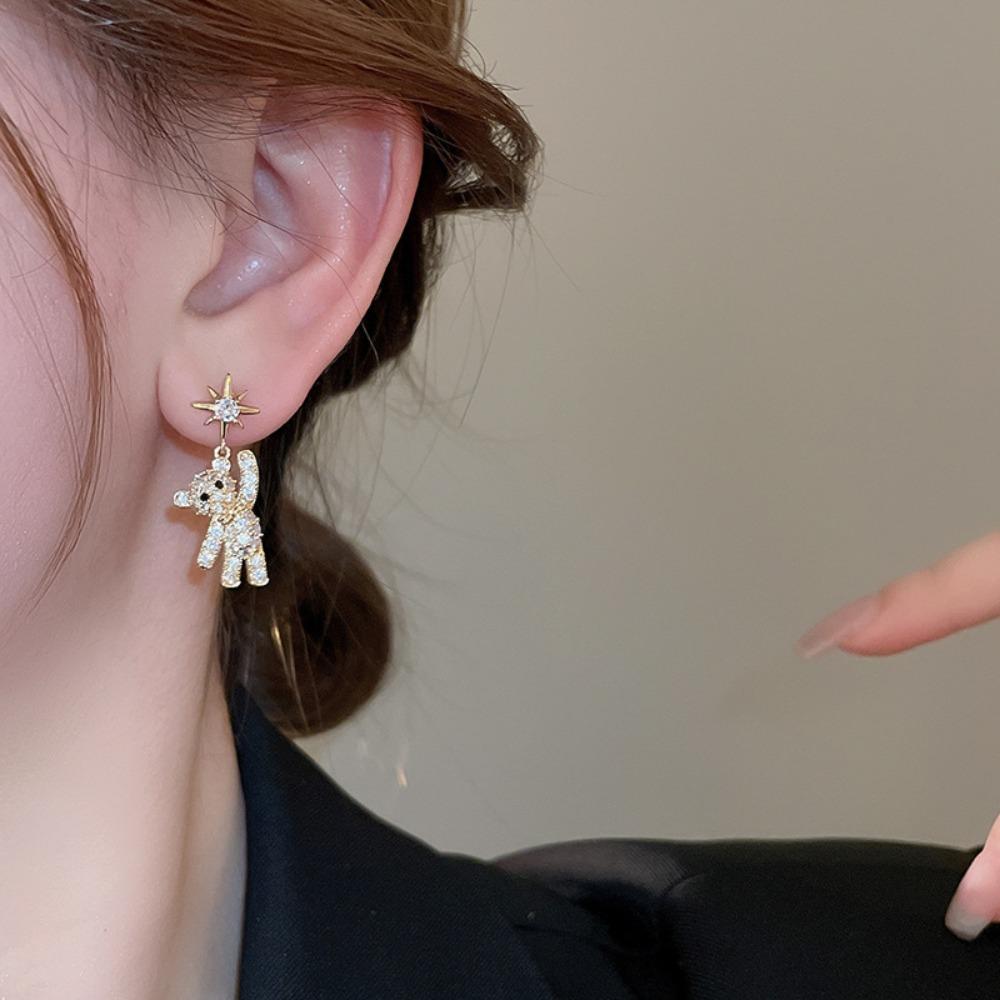 

Sparkle Jewelry Gift Bear Ear Pendant Jewelry Accessories Bear Ear Stud Lovely Bear Earrings Gifts золотий