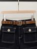 Yi Li Zhuoya French Retro Wide Leg Denim Shorts for Women