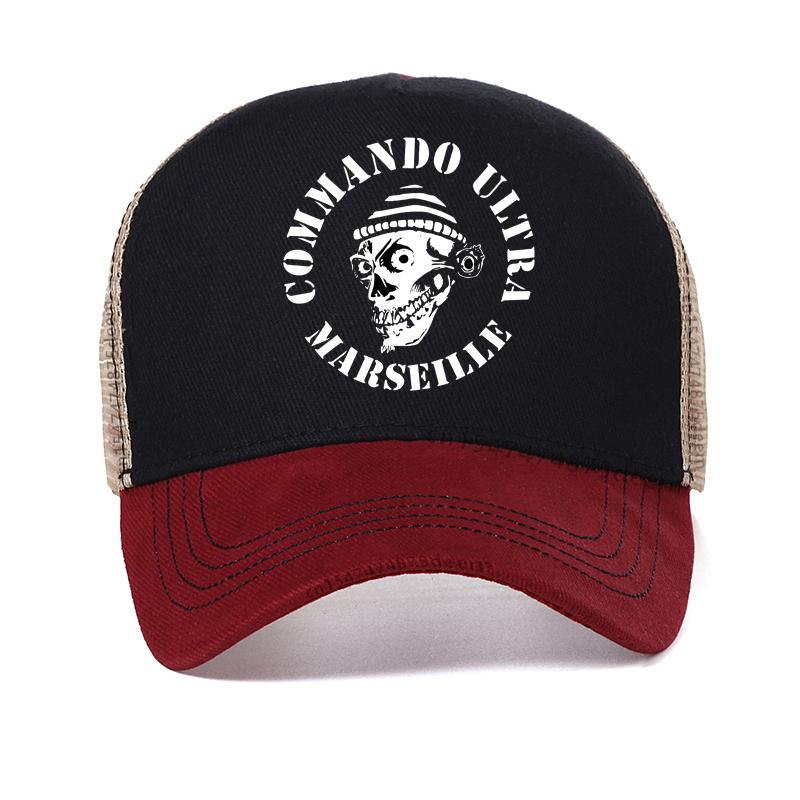 

COMMANDO ULTRA 84 MARSEILLE ULTRAS FOOTBALLER FANS Print Baseball cap summer Mesh breathable adjustable Snapback hats Garros Adjustable красный