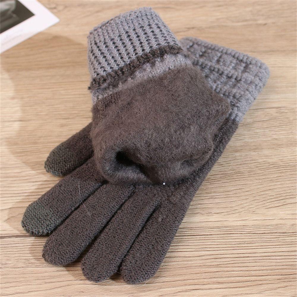 Plush Thick Warm  Gloves Windproof Fleece Gloves Daily Full Finger Gloves  for Winter