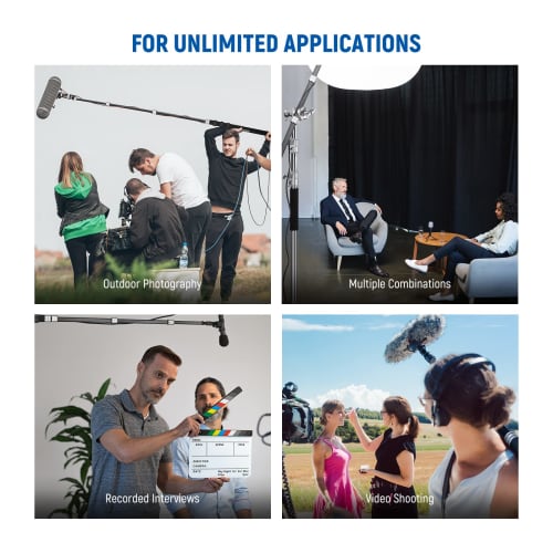 Neewer Upgraded Microphone Boom Pole, 9.8ft/300cm Telescopic Carbon Fiber Microphone Boom Arm with 5 Sections, 1/4", 3/8", and 5/8" Screw Adapters, Ca