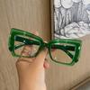Retro Color Block Cat Eye Flat Top Blue Light Glasses for Women - Fashionable Polygonal Frames